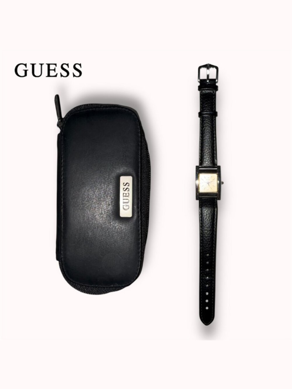 Vintage Guess quartz fashion watch + case (needs repair)